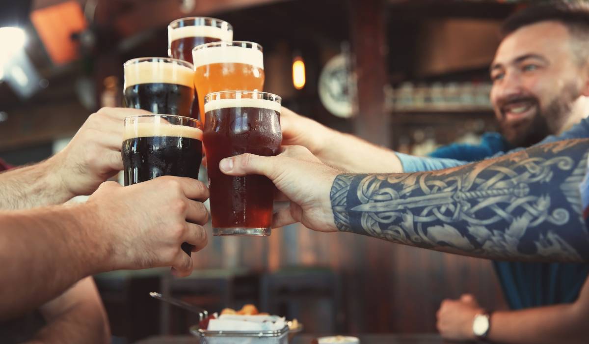 Adobe stock draft beer cheers.