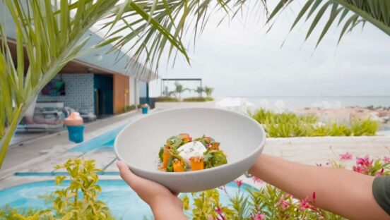 Canopy by Hilton Cancun La Isla Roasted Sweet Potato with Burrata Cheese.