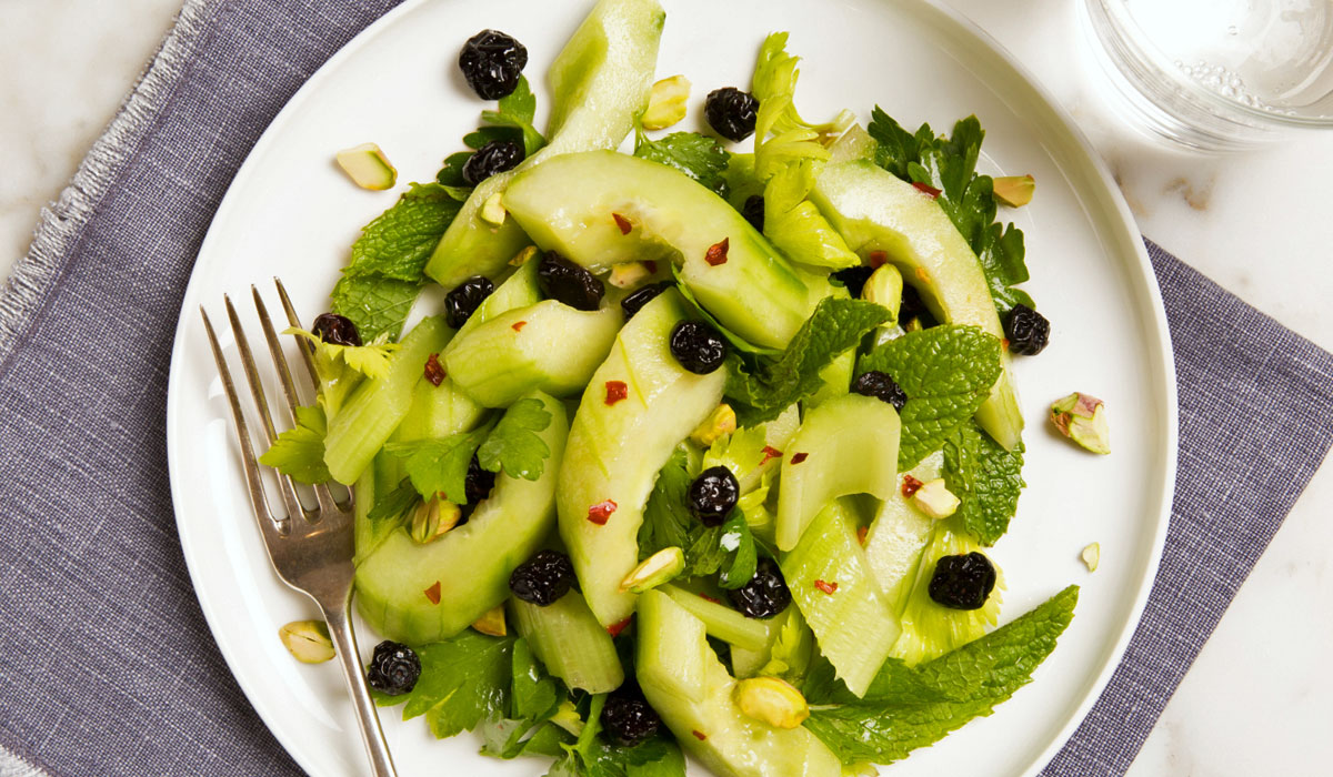 Cucumber, Celery, Blueberry And Pistachio Salad