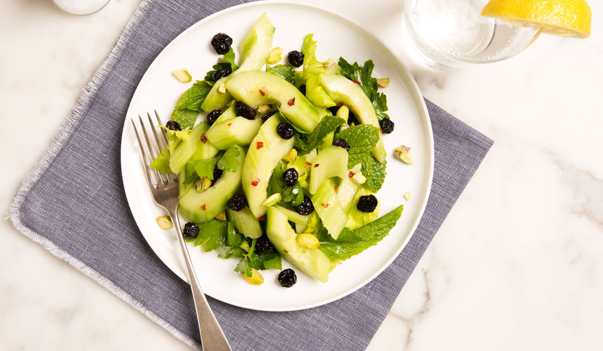 Cucumber, Celery, Blueberry & Pistachio Salad