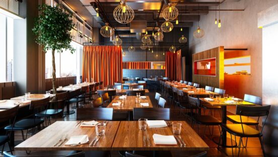 Interior of a restaurant.
