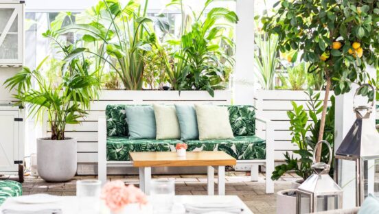 The garden patio at Le Jardinier.