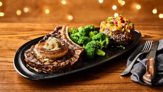 Bone-In Ribeye with Bourbon Onion.