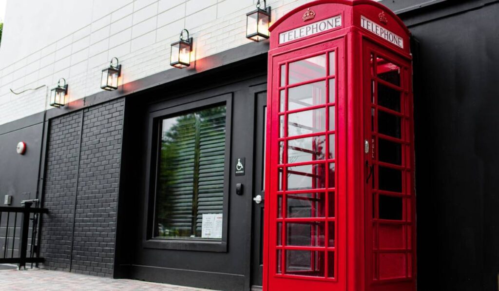 Red Phone Booth Buckhead entrance.