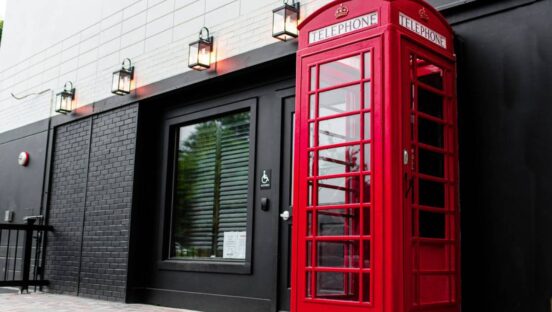 Red Phone Booth Buckhead entrance.