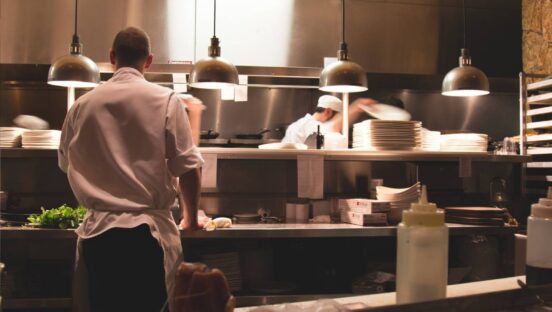Restaurant kitchen workers.