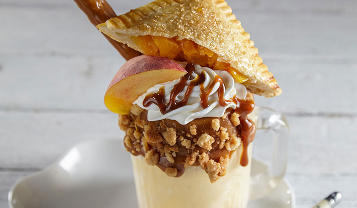 Milkshake With Peach Ice Cream And Peach Pie