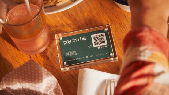 QR code ordering on a restaurant table.